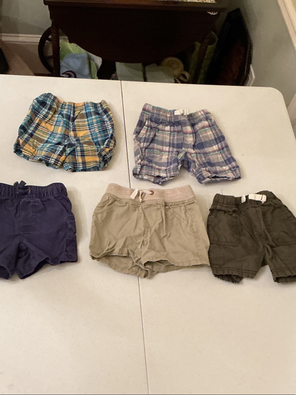 Kids HUGE LOT OF 5 Cotton Shorts Bundle - Blue, Purple, Tan, Green Plaid
